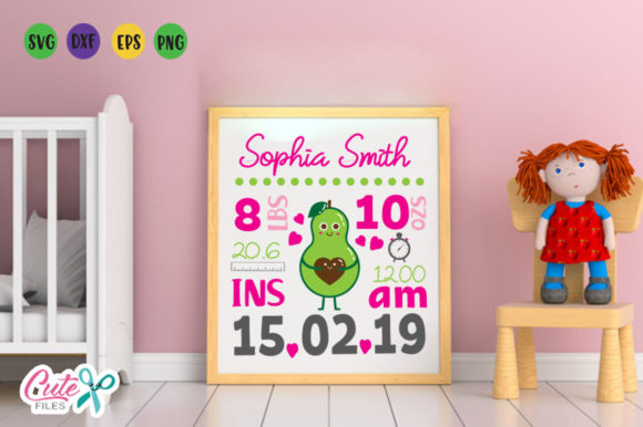 Baby Birth Announcement Template Avocado: Crafts & Graphics