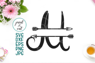 Monogram Letter M Split Font with Arrows for Crafts & Graphics
